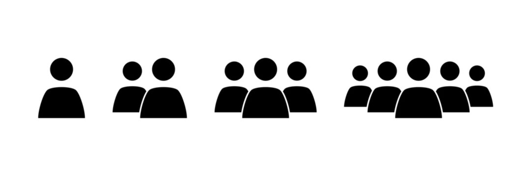 User profile login icon set. Simple design element set - icons for single users and group teamwork.