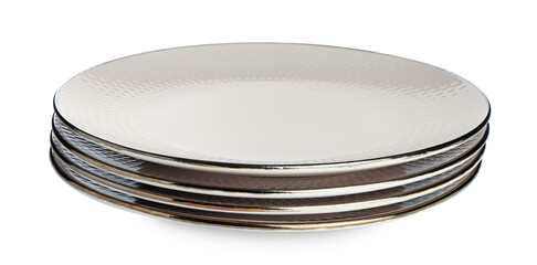 Stack of ceramic plates isolated on white