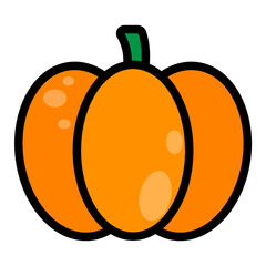 Pumpkin Filled Icon — Halloween Autumn Vegetable Vector Illustration