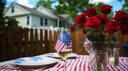 Memorial day celebration a joyful patriotic gathering with friends and family in the backyard