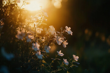 Mysterious Blooming Flowers With Vibrant Glowing Petals, Generative AI