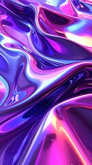Flowing Iridescent Liquid Chrome in Purple and Blue Hues.