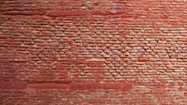 Closeup of the brick wall in Agra Fort (Qila Agra), Agra, Uttar Pradesh, India | UNESCO World Heritage Site	