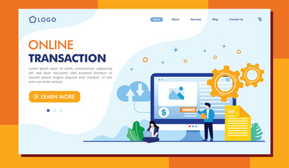 This image showcases a user-friendly online transaction platform with essential elements like file uploads, payments, and order management depicted in a vibrant design.