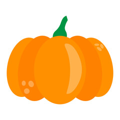 Pumpkin Flat Icon — Halloween Autumn Vegetable Vector Illustration