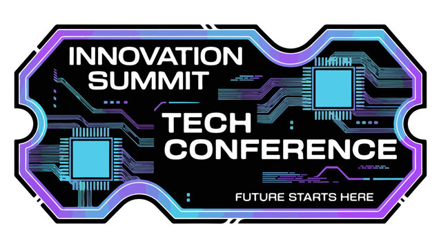 Futuristic Technology Event Ticket with Circuit Board Motif