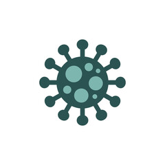 Fototapeta premium Darker green virus cell icon with spikes and internal spots on a white background