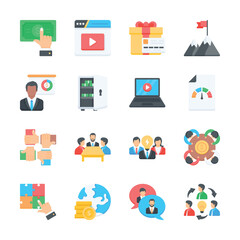 Collection of business and finance icons in trendy flat style, ready for premium use