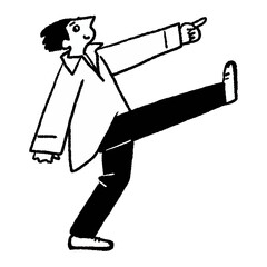 Male, full body, oblique, standing, vector line drawing