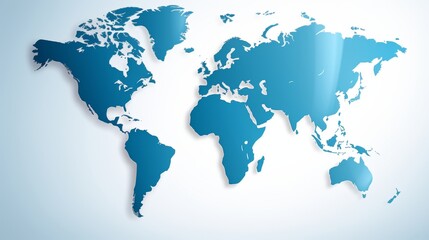 Minimalistic world map with clear borders on a clean white background for simple design aesthetics