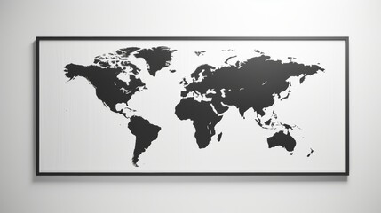 Minimalistic world map with unlabeled borders on a clean white background for design purposes