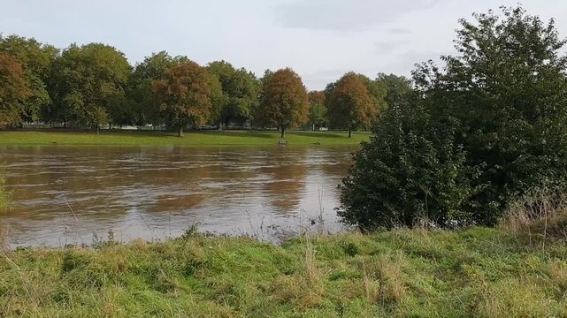 A flood on the river Trent in Nottingham, UK 