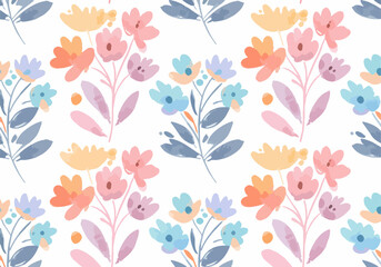 A creative watercolor painting featuring beautiful flowers and leaves on a white background