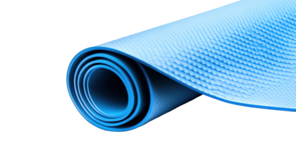 Blue Yoga Mat Roll on Transparent Background