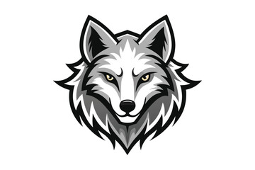 Naklejka premium wolf head logo vector in white background
