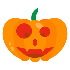 Jack O’ Lantern Flat Icon — Spooky Pumpkin Halloween Vector Illustration