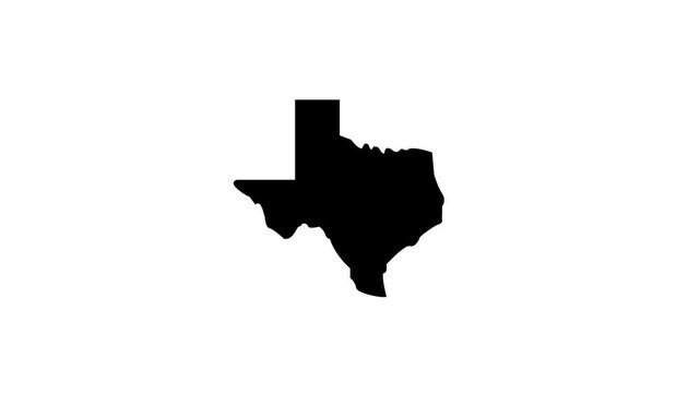 Animated Texas map 4k loop animation transparent Background. digital  Texas map icon  motion background.
