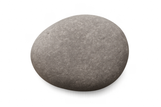 Gray smooth river stone on transparent background