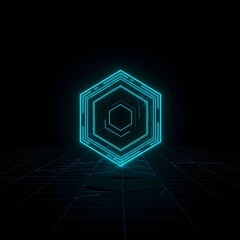 Glowing Hexagonal Portal, Futuristic Data Gateway, Abstract Digital Energy Tunnel