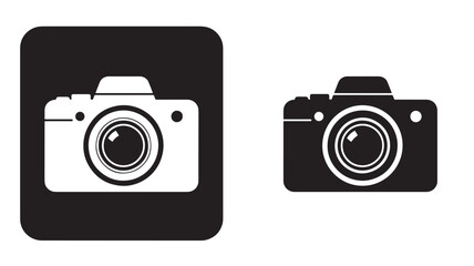 Two camera icons in various sizes ideal for digital use on transparent background silhouette