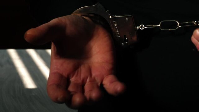 Hand in handcuffs after arrest