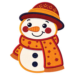 Adorable smiling snowman with a cozy scarf and hat, perfect for festive holiday designs and cheerful winter promotions, spreading joy and warmth