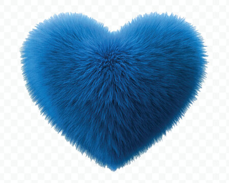 abstract colorful hairy fluffy heart or love in different style isolated on transparent background