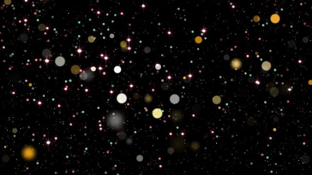 Particles gold event awards trailer titles cinematic concert openers end credit background loop, Star rain – Abstract motion background shining colorful particles, Shimmering Glittering Particles