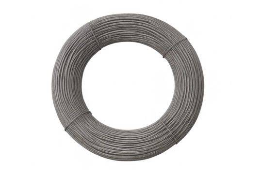 Steel wire coil bundle on transparent background