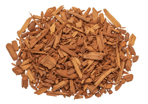 Isolated cedar mulch for landscaping use; natural shredded ground cover to conserve moisture