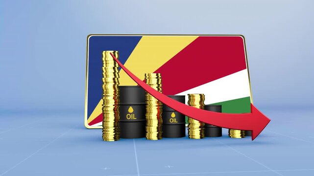 Seychelles Flag Economy Declining with Falling Oil Prices and Downward Trending Arrow