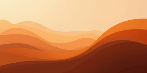 Abstract flowing wavy landscape with warm orange and brown tones creating a sense of gentle movement and depth