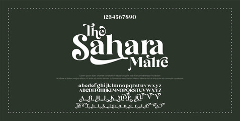 Sahara Malre premium luxury elegant alphabet letters and numbers. Elegant wedding typography classic serif font decorative vintage retro. Creative vector illustration 