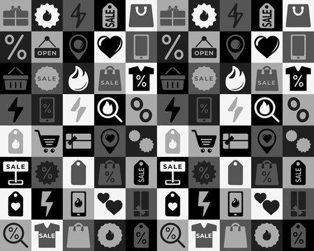 Stylish grayscale seamless pattern with high contrast. Perfect for Black Friday packaging, luxury wrapping paper, and minimal branding projects.