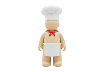 Isolated chef figurine, three-dimensional rendering of a professional cook in uniform, model kit