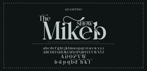 Luxury serif font in modern style. Elegant wedding alphabet letters font and number. Typography Luxury classic lettering serif fonts decorative vintage retro logo 