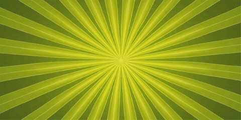 Obraz premium Abstract radial burst of vibrant green and yellow light rays emanating from a central point creating a sunburst effect
