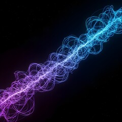 Dual Helix Light Wave, Abstract Data Spiral, Futuristic Flow of Energy