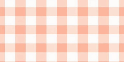Soft peach and white gingham plaid pattern seamless fabric texture background