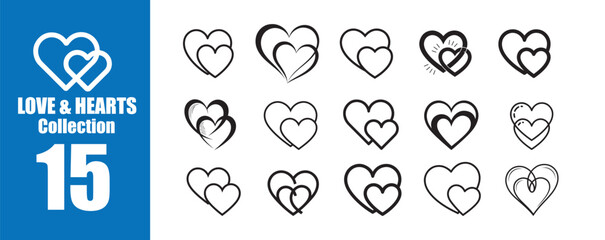 Interlocking Hearts Outline Collection