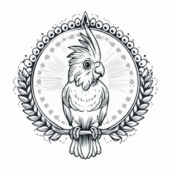 Cockatoo Illustration, Bird Drawing, Crested Parrot, Tropical Bird Art