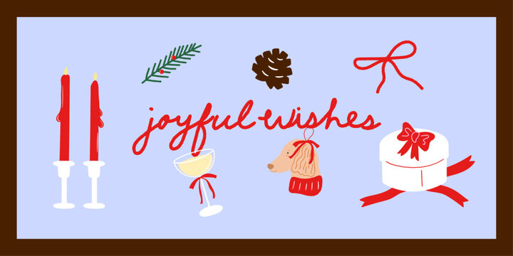 Festive Christmas Gift Ornaments and elements Vector Illustration.