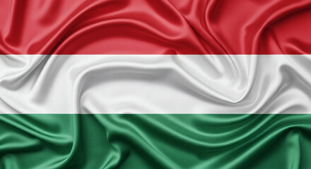 Obraz premium The Hungarian Flag Waving Silk Fabric Texture Background