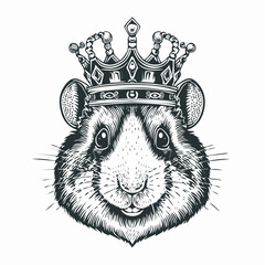 Rat King Illustration Crowned Rodent, Vintage Style Drawing