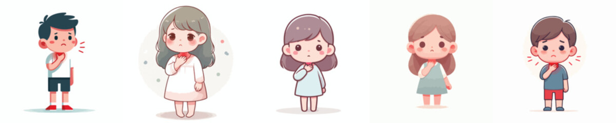 vector of a children with a sore throat