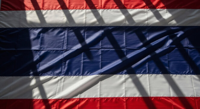 Close Up Image of Thailand Flag with Light Shadows