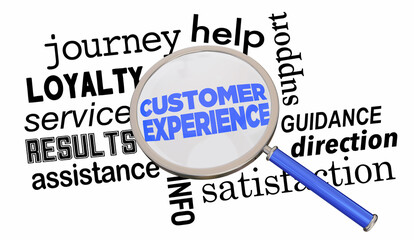 Customer Experience CX Magnifying Glass Journey Loyalty Service 3d Illustration