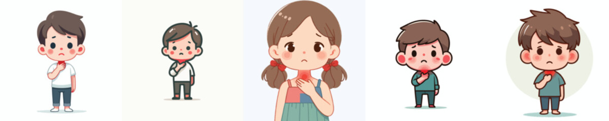 vector of a children with a sore throat