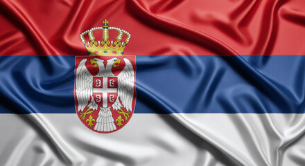 Waving Flag of Serbia National Symbol Patriotism and Independence
