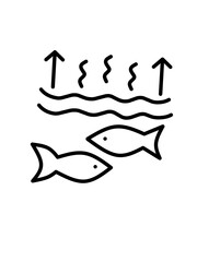 Collection of sea icons Summer, ocean, water, fish, vacation, underwater, island, tour, climate, pollution, tourism, anchor, waves, ship sign set.